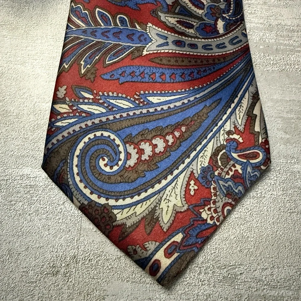 Etienne Aigner Necktie Mens Red‎ Blue Brown White Paisley Business Designer